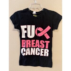 Popular Sports Womens Black F U Breast Cancer Awareness T Shirt Size S